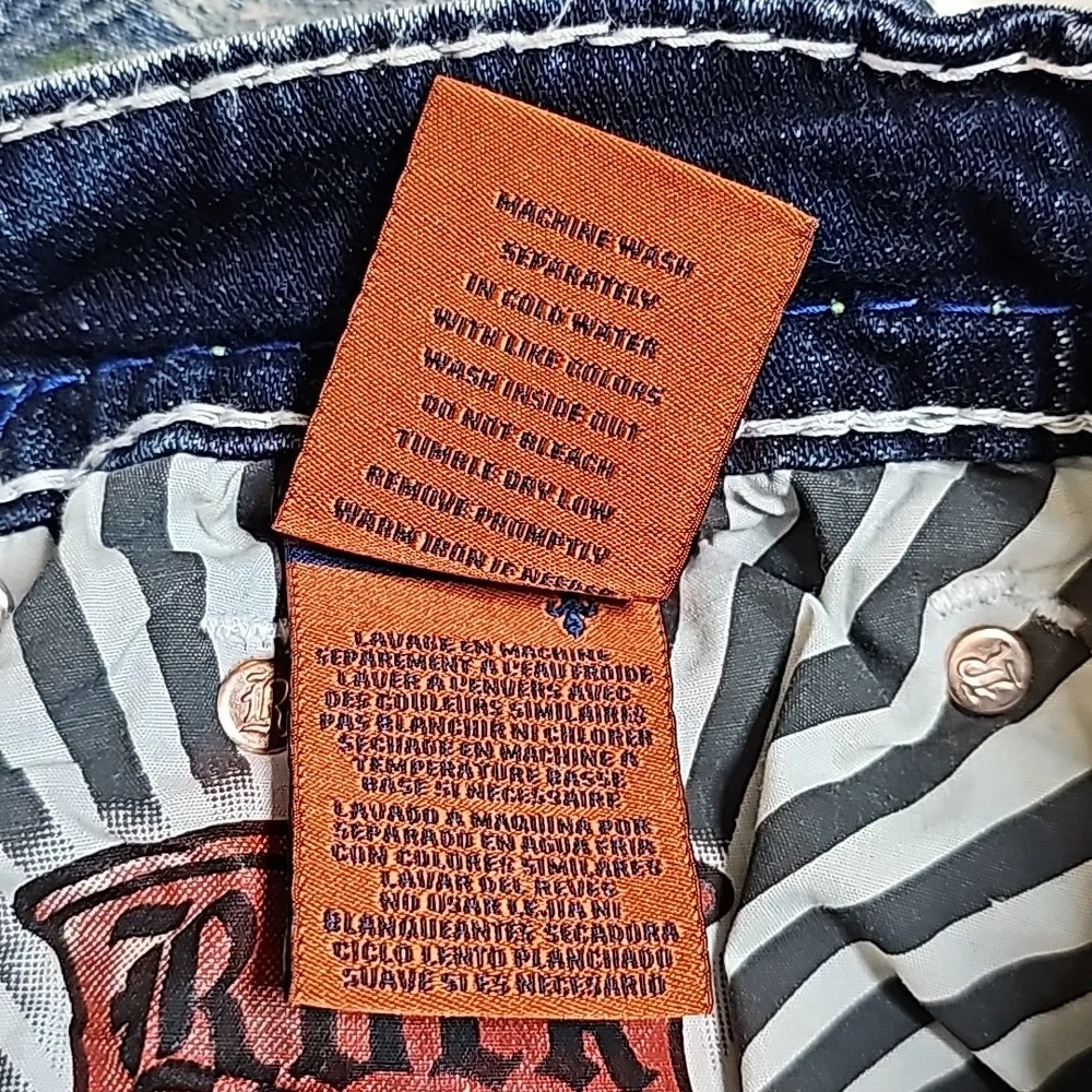 🆕️Rock Exhibition by Rock Revival LE Ruth Distressed Slim Taper Jeans. 40x32 - Picture 11 of 12